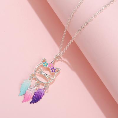 China 2021 FASHIONABLE New Style Cute Gold Plated Alloy Cat Big Pendant Kids Cute Girlfriend Necklace Animal Necklace for sale