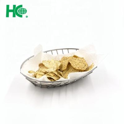 China Sustainable Fast Food Oval Metal Wire Shape Bread Basket for sale