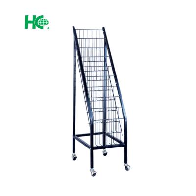 China Portable Floor Standing Metal Wire Commercial Magazine Rack for sale