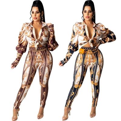 China D2191 AliExpress Amazon QUICK DRY European sexy positioning printing women's fashion the new digital and American two-piece suit clothing for sale