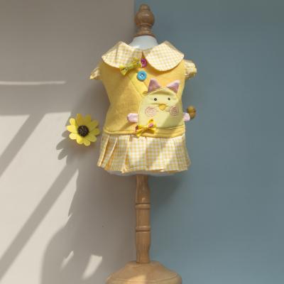 China Viable Wholesale Spring Autumn Cute Pet Clothes Dress New Sheer Yellow Pet Dress Suitable For Small Dogs for sale