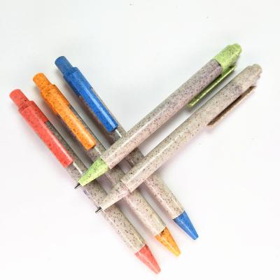 China office & Wheat Straw Pen With Logo Print School Pen Promotion Gifts Eco Biodegradable for sale