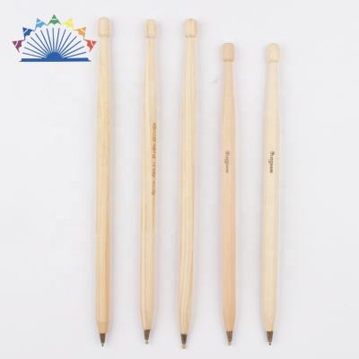 China Promotional Pen Wholesale Logo Longer Cut Out Pen Promotional Slim Stick Drumstick Wooden Rock Ball Pen for sale