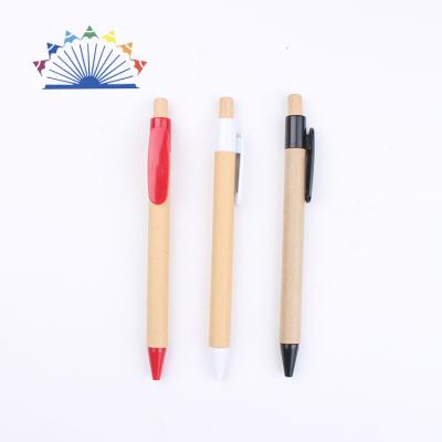 China Promotional Push Pen Wooden Button Ball Biodegradable Plastic Recycled Paper Pen for sale