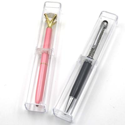 China Gift Crystal Pen Packaging Boxes Stationery Plastic Pen Case Transparent Gift Holder for sale