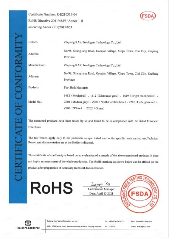 RoHS - Zhejiang Kasj Intelligent Technology Co., Ltd.