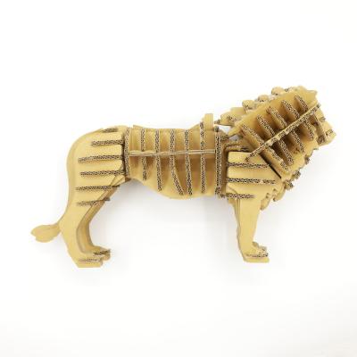 China 2022 New Cartoon Toy Products Paper Lion 3D Corrugated Puzzle TOY Educational Toy for sale