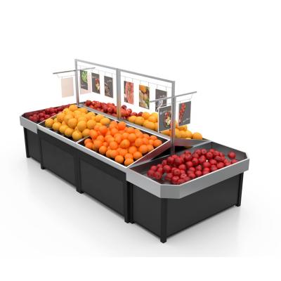 China double sided stainless steel fruit and vegetable display rack for supermarket for sale