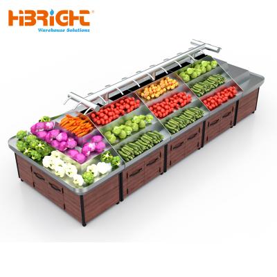 China Double Sided Supermarket Vegetable Rack With Sterilize System for sale