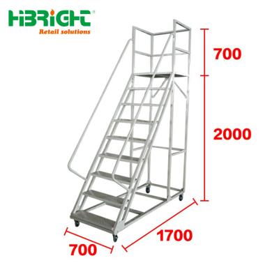 China Multifunctional Ladders Metal Rolling Folding Ladders With Railing for sale