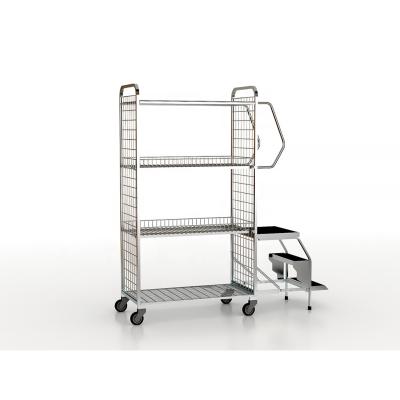 China Logistics Warehouse Order Picking Cart With Steps for sale