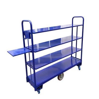 China Central Warehouse Logistics Logistics Trolley Six Steel Wheels Heavy Duty U-Boat Trolley Cart for sale