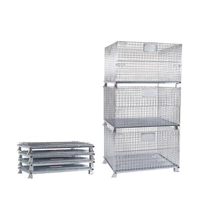 China Durable Industrial Galvanized Folding Wire Mesh Container for sale