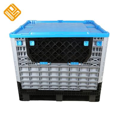 China 100% HDPE Blank Collapsible Storage Crate Bins Folding Plastic Pallet Box Container Space Saving for sale