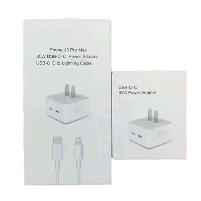 China Cell Phone Fast Charger Set 35W Premium Quality PD Fast Charger Set With Cable Cell Phone Charger Type Dual C Wall Charger With Fast Charging Cable for sale