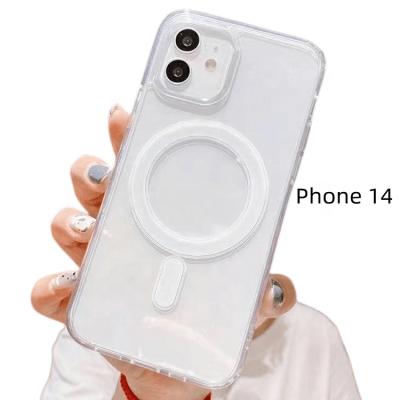 China Factory Price Wholesale Shockproof Transparent Clear Magnetic Case For iPhone 12 13 14 pro Max Mobile Phone Case Cover for sale