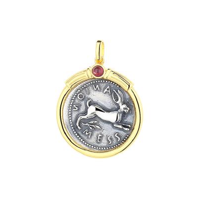 China Vintage AMYAOO High Grade Antique Sterling Silver Female Rabbit Coin S925 Necklace Match Sense Hundreds Do Not Fade Currency Pendant for sale