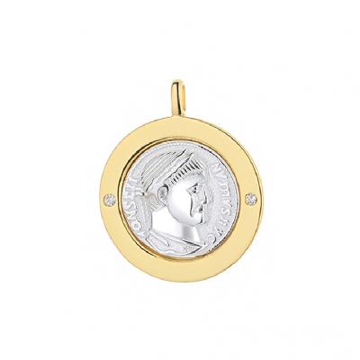 China Antique vintage AMYAOO s925 gold coin pendant pendant coin relief portrait item Roman simple female Thai silver ornaments retro AMYAOO gold for sale