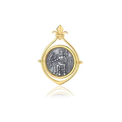 China AMYAOO S925 Sterling Silver Vintage Ancient Greek Coin Wear Baal God Coin Pendant Top Female Rotating Double Sided Ornaments for sale