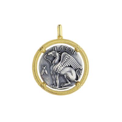 China Vintage Retro Griffin Ancient Coin S925 Sterling Silver Pendant Necklace Personality Item Female Accessories AMYAOO for sale