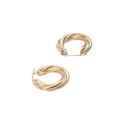 China AMYAOO Factory OEM ODM Fashion Women Stainless Steel Strand Twist PVD Romantic Gold Plated Stud Earrings for sale