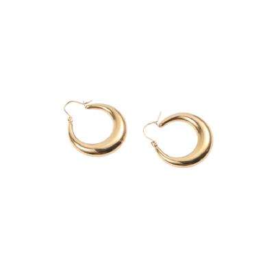 China Other AMYAOO Factory OEM ODM Minimalism Chunky Gold Plated Brass Hoop Earrings for Girls Simple and Generous Earring for sale