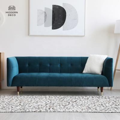 China Chesterfield Blue Green Velvet Convertible Sofa Furniture Modern Tufted Pink Gray Gray Velvet Sofas for sale