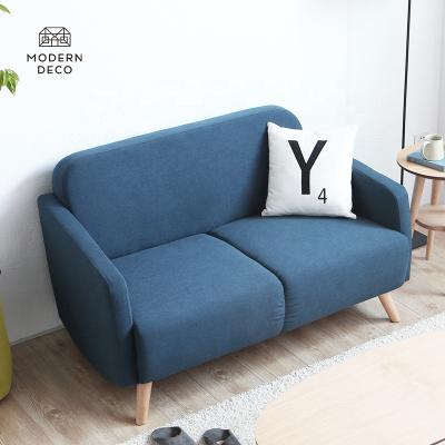 China 2 seat modern loveseat small fabric sofa upholstered living room furniture for small rooms apartment blue white for sale