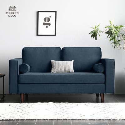 China 2 seater fabric sofa lounger modern design navy blue velvet loveseat 2 tufted child care sofa soffa for sale