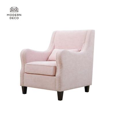 China Modern beige velvet armchair fabric armchair with back cushion living room furniture scandinavian single seater sofa chair for sale