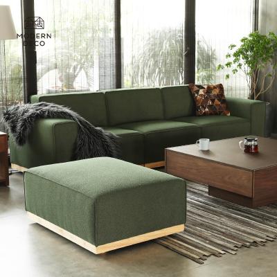 China Best Convertible Sofa Modular Sectional Couch With Footstool Reversible Green Modern for sale