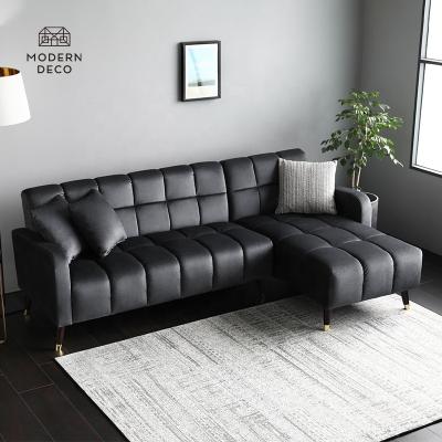 China Convertible Couch Sectional L Shaped Corner Sofa Modular Black Waterproof for sale