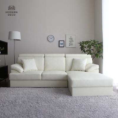 China L Shaped Faux Couch Corner Convertible High Quality White Leather Sectional Sofa 3 Pieces With Modern Convertible for sale