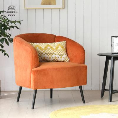 China Black Blue Gray Orange Velvet Armchair Lounge Chair Pink Green Accent Fabric Leisure Velvet Armchair With Metal Legs for sale