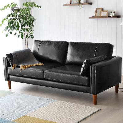 China Metal leg black faux leather sofa couch modern design wohnlandschaft sofa nordic european scandinavian schwarz in stock for sale