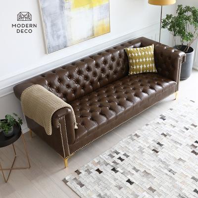 China European Modern Contemporary Armonia ModernDeco 2021 Faux Tufted Chesterfield Sofa Leather Couch for sale