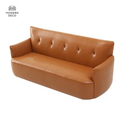 China Other modern togo leather faux tan camel sofa couch lounge with tufted seat and back most comfortable japandi design 2021 new for sale