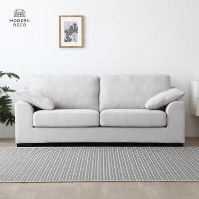 China Wood frame sofa couch bank soffa 3 lugares 2 seater soffa 3 seater corduroy loop white beige cream gray color japandi style wood frame modern for sale