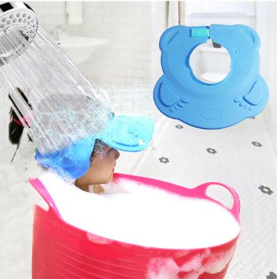 China Customized Viable Silicone Children's Elastic Waterproof Reusable Shower Hat Cap Bath Head For Baby for sale