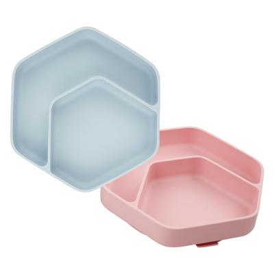 China Simple Minimalist Modilan Food Grade Silicone Material Hexagonal Training Dinner Dish For Kids for sale