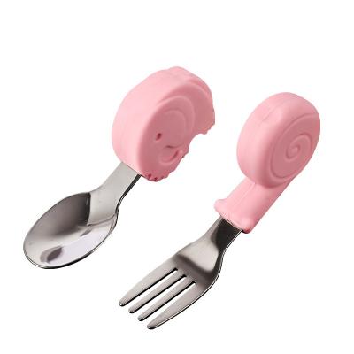 China Hot Sale Baby BPA Free Amazon Supplier China Silicone Baby Spoon And Fork Feeding Set Set For Training for sale