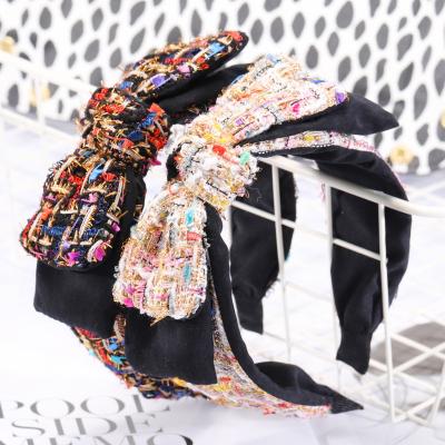 China Popular Colorful Hair Accessories Knit Headbands For Women Winter Large Bow Headbands for sale