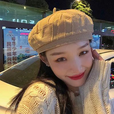 China Plush Vintage Solid Color Chiffon Painter Pumpkin Eight Angle Beret Hat Hat for sale