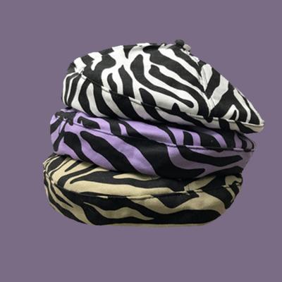 China Fashionable Plush Vintage Pumpkin Vintage Hat Zebra Leopard Print Beret Hats for sale