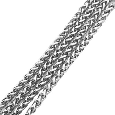 China Wheat 5mm Braided Stainless Steel Hiphop Fashion Jewelry Chain 3mm 4mm Chain Necklace For Women Men for sale