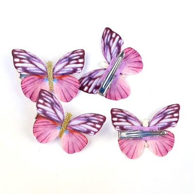 China Two Layers Teens Women Hair Accessories Butterfly Hair Clips Glitter Barrettes Butterfly Snap Hair Clips for sale