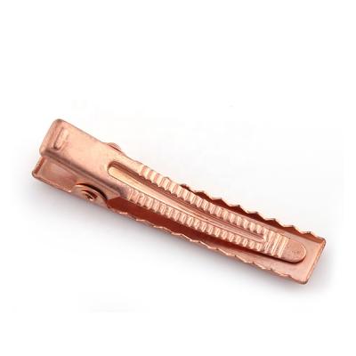 China Wholesale Metal Rose Gold 4cm Flat Metal Alligator Hair Clips for sale