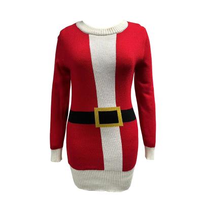 China Wholesale Custom Women's Cotton Fashion Long Anti-wrinkle Sweater Factory Factory Crewneck Dress Sweater for sale