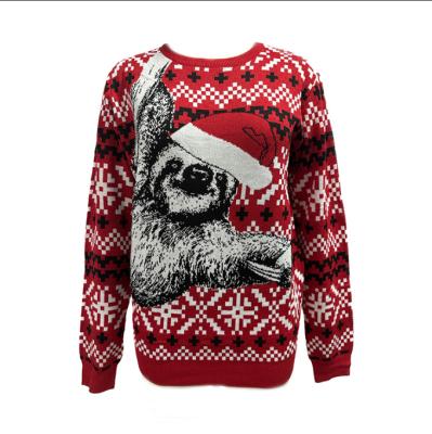 China Anti-Wrinkle China Manufacturer Customized Funny Acrylic Sweater Women Long Sleeve Christmas Casual Knitted Sweater for sale