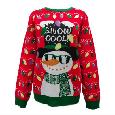 China Customized Design Christmas Sweater Parride Adorable Jacquard Knitted Christmas Snowman Patterns Pullovers For Women for sale